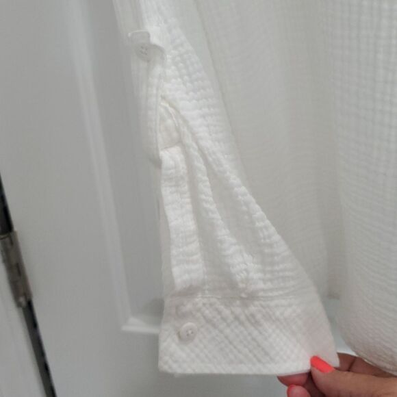 Sanctuary Womans White Waffle Knit 100% Cotton Long Sleeve, LARGE - Picture 4 of 6